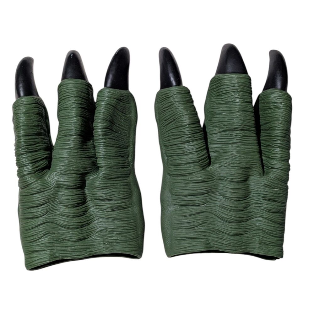 Monster Claw Gloves Kids Costume Dinosaur T-Rex Green Rubber Claws Halloween